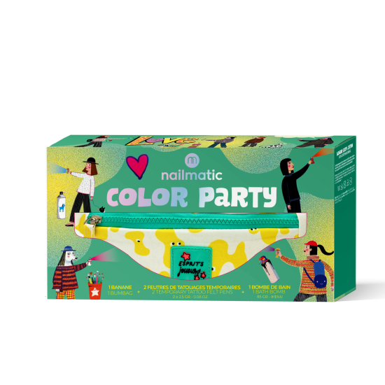 COLOR PARTY CHRISTMAS SET 2025 (1 yellow tattoo pen + 1 green tattoo pen + 1 blue half bath fizzer)