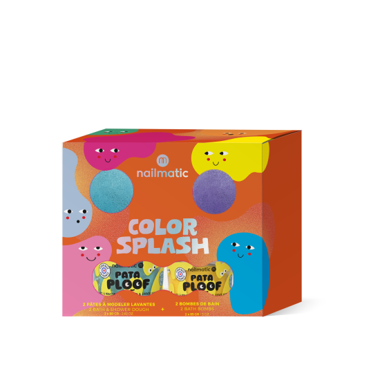 COLOR SPLASH CHRISTMAS SET 2025 (blue bath & shower dough + yellow bath & shower dough + blue half bath fizzer + purple half bath fizzer)