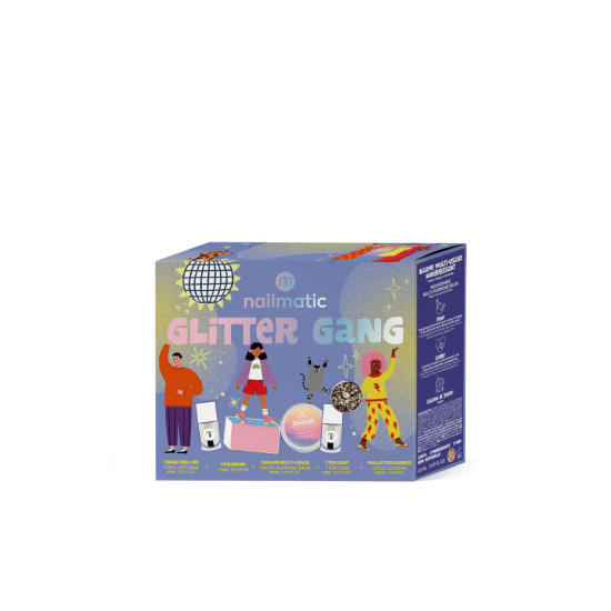 GLITTER GANG CHRISTMAS SET 2025 (nail buffer + peel off base bye bye glitter + nail polish base & top + multi purpose balm + little gold glitter)