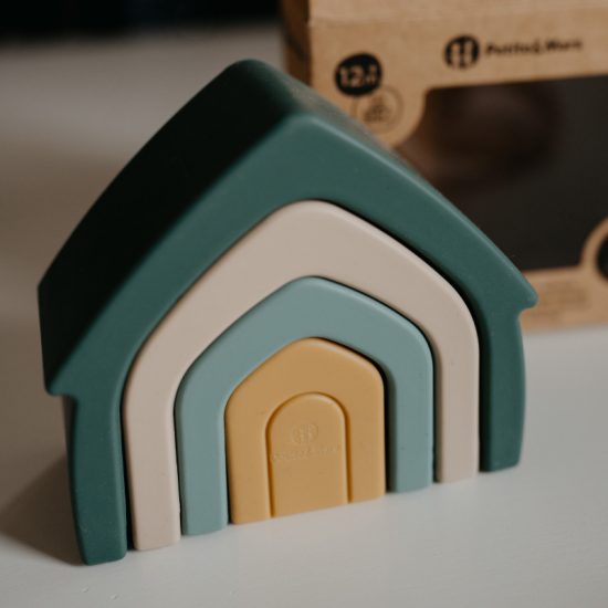 PETITE e MARS Silicone stacking toy House Misty Green 12m+