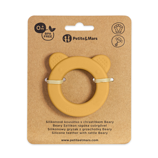 PETITE e MARS Silicone teether with rattle Beary Intense Ochre 0m+