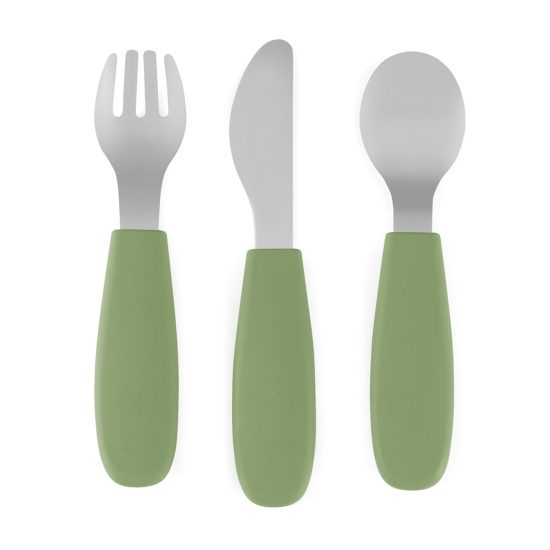 PETITE e MARS Stainless steel cutlery set with silicone handle Take e Match Sweet Pea 12m+