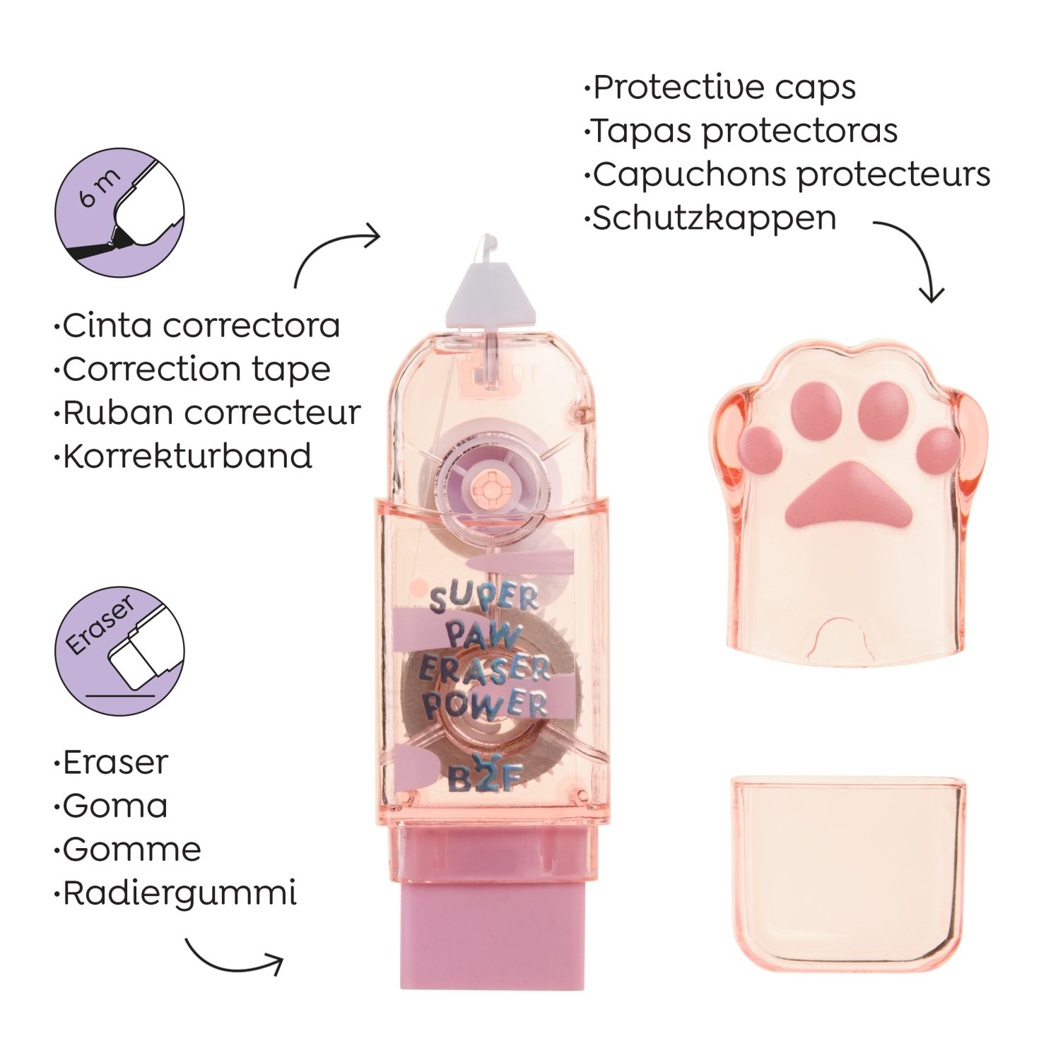 CORRECTION TAPE + ERASER PINK B2F - immagine 2