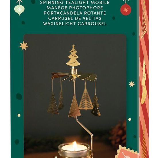 Teelicht-Karussell Oh Tannenbaum Gold